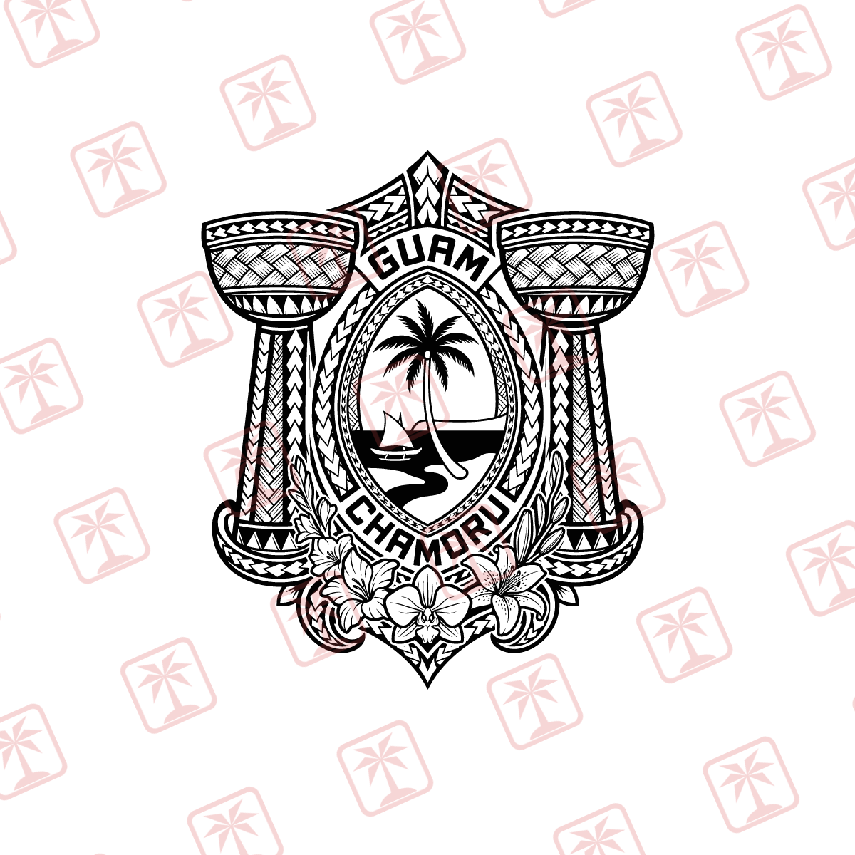 Guam Chamoru Crest — tribal island SVG cut file
