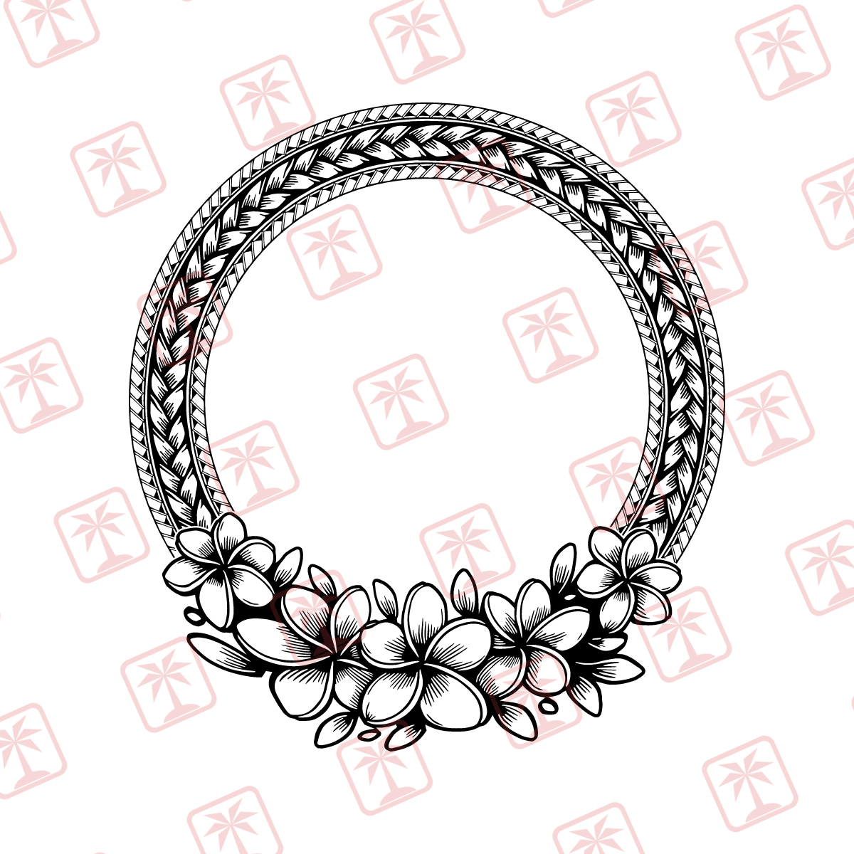 Plumeria Wreath Frame — tribal island SVG cut file
