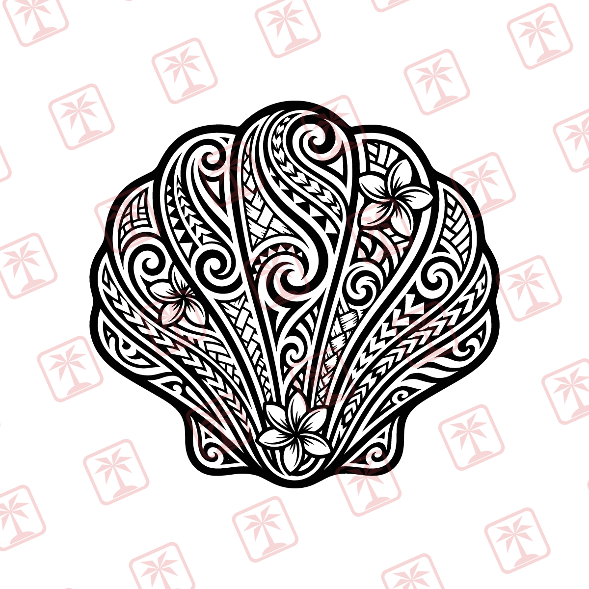 Seashell Tattoo Digital — tribal island SVG cut file