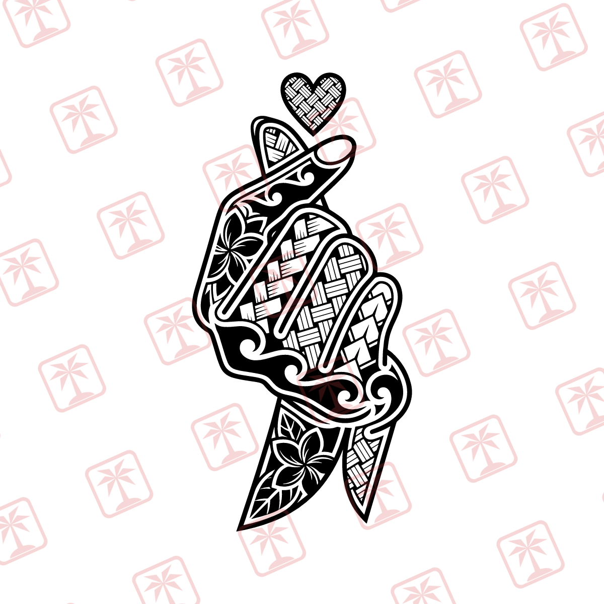 Tribal Finger Heart — tribal island SVG cut file