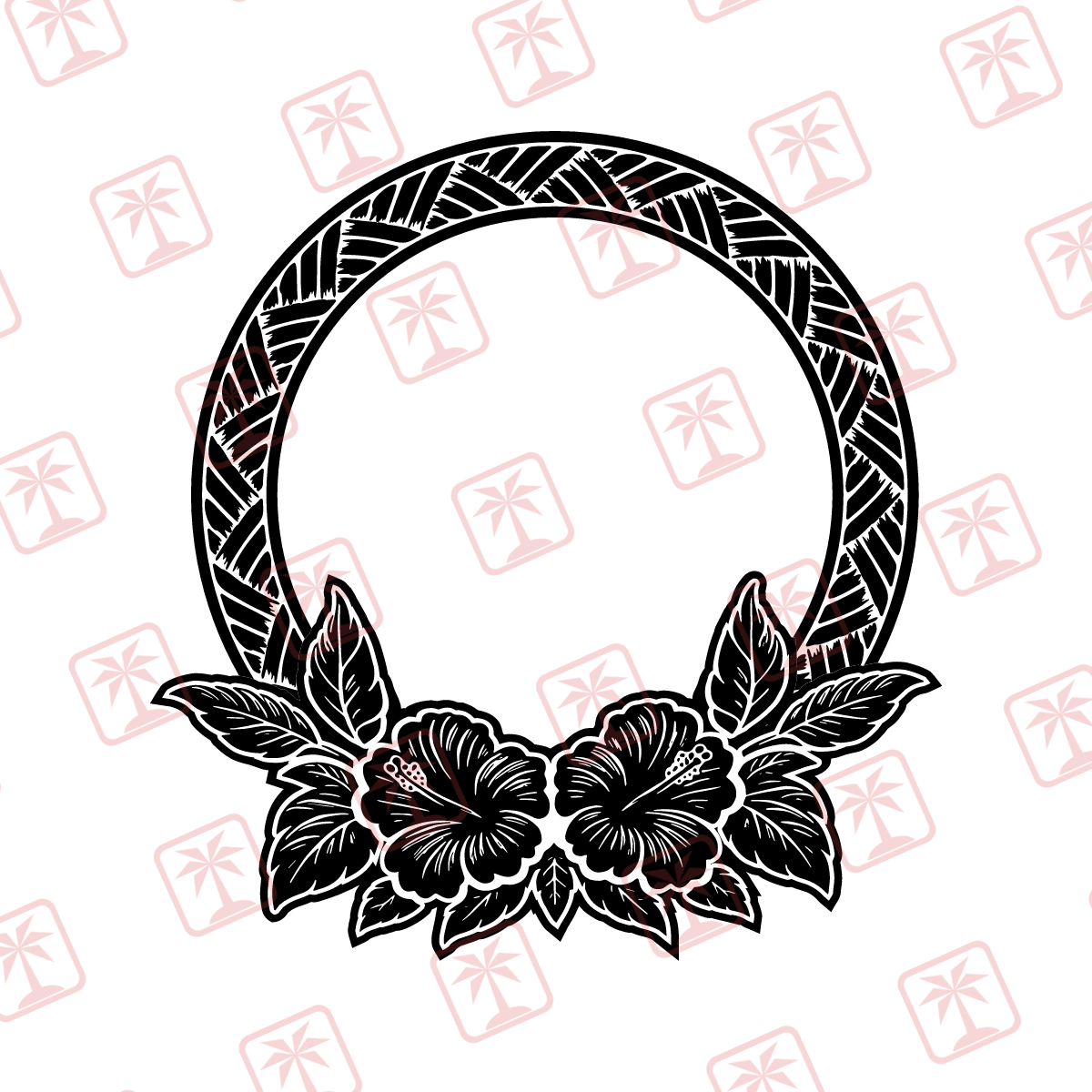 Tropical Wreath Frame — tribal island SVG cut file